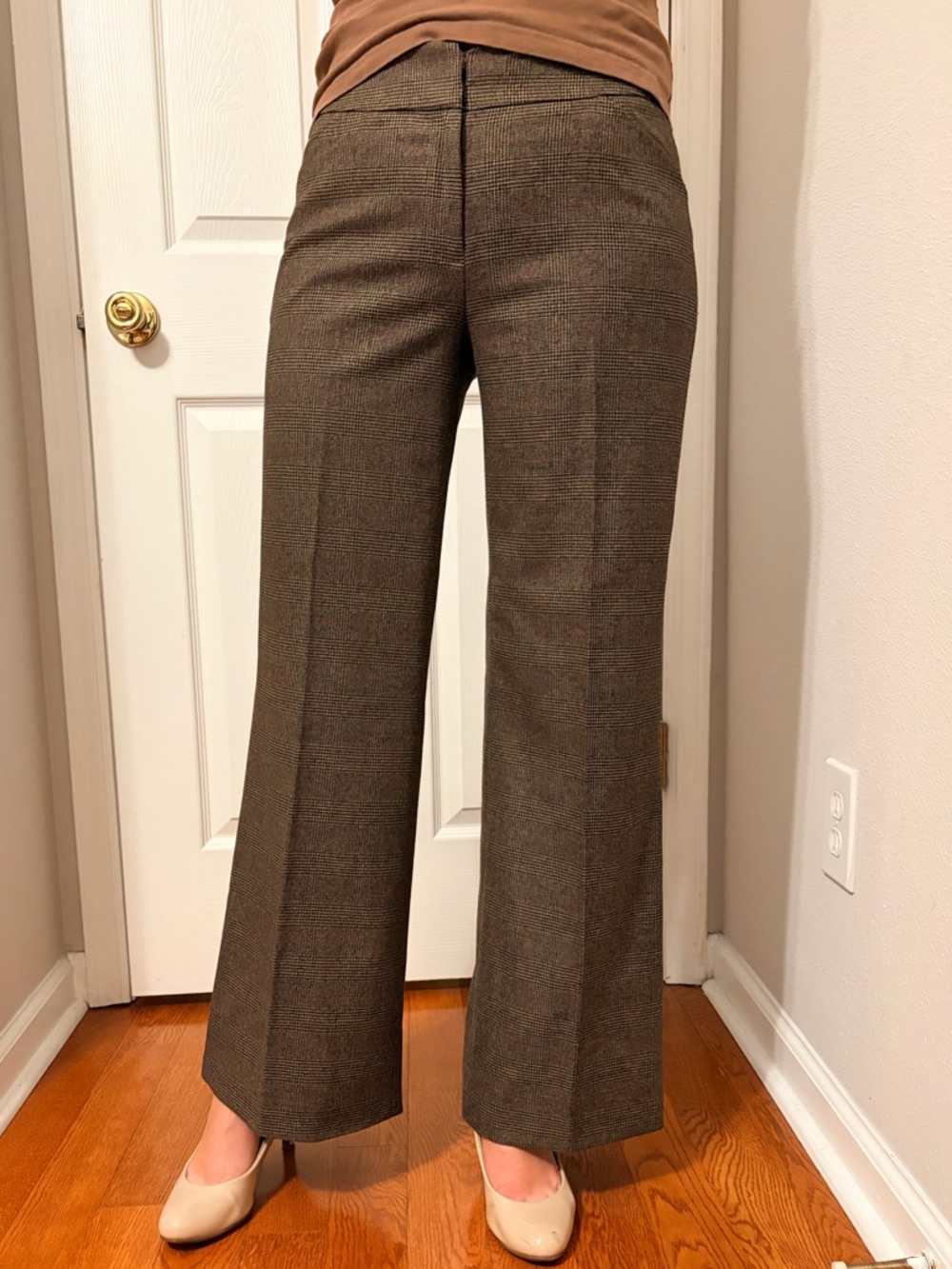 Antonio Melani Brown Tweed Wide Leg Dress Pants size 2 Academia Preppy Retro
